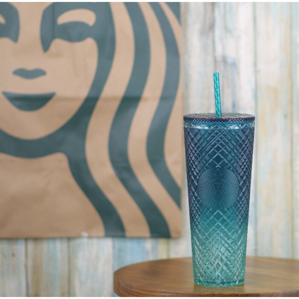 Starbucks Teal Gradient Ombre Jeweled Cold Cup Venti 24oz